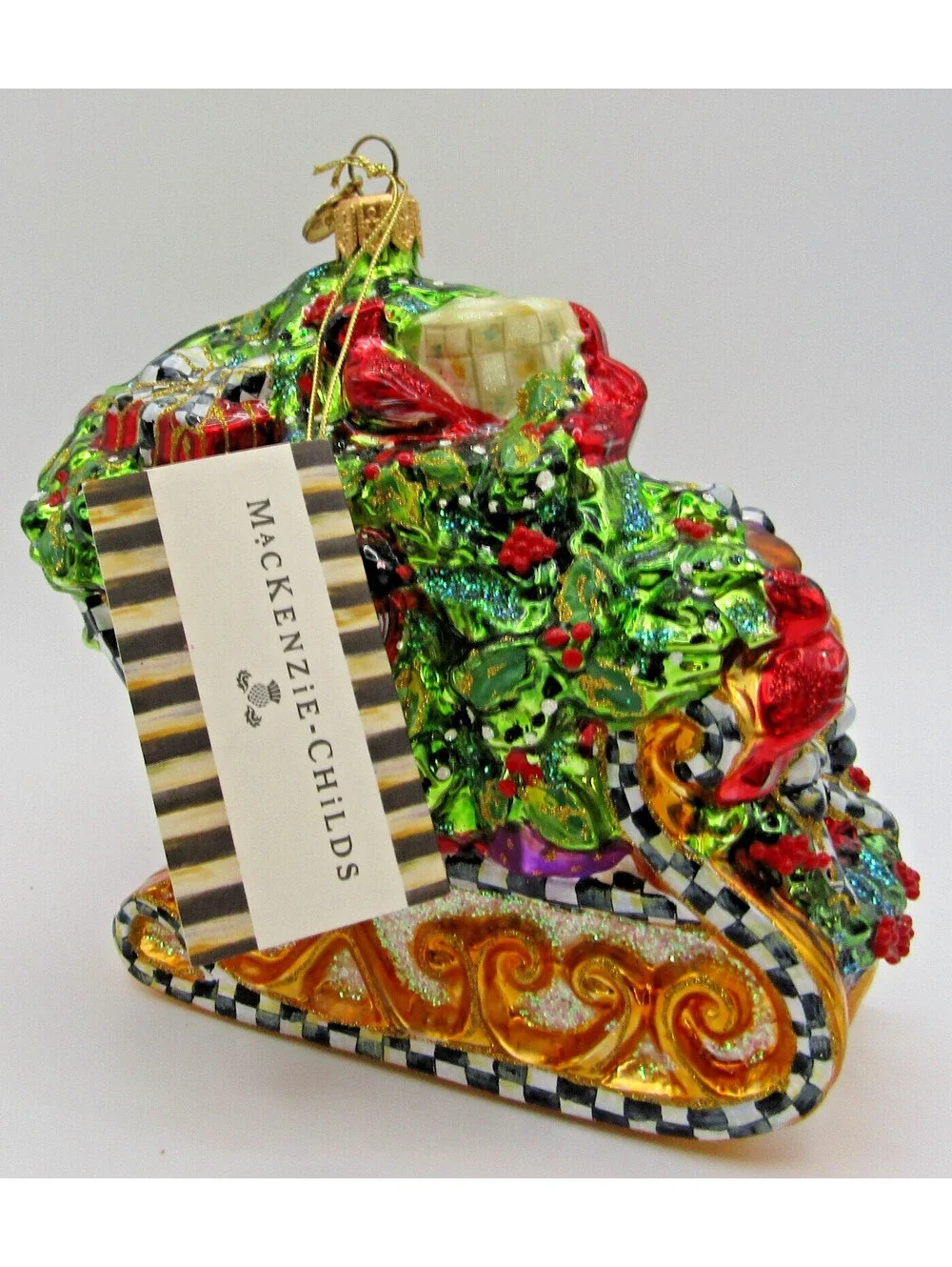 MacKenzie-Childs Holly Sleigh Ornament Poland 53913-28 with Tag and Box